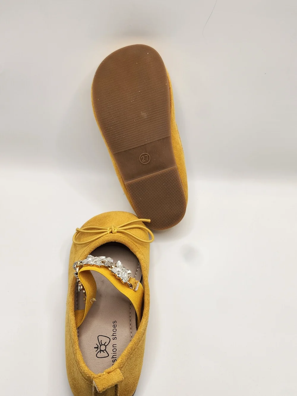 Girls' Mustard Jeweled Mary Jane Flats